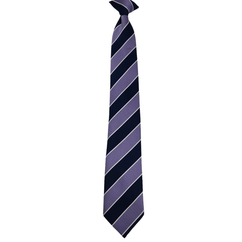 Boys Clip On Neck Tie‎ Blue Striped 17"x2.5" Unbranded EUC